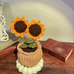Dual sunflower Crochet Pot