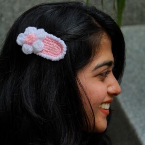 pink puff Flower Hairclip