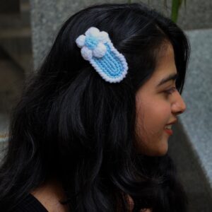 Blue puff Flower Hairclip