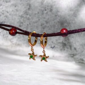 Celestial Green Star Drop Earring
