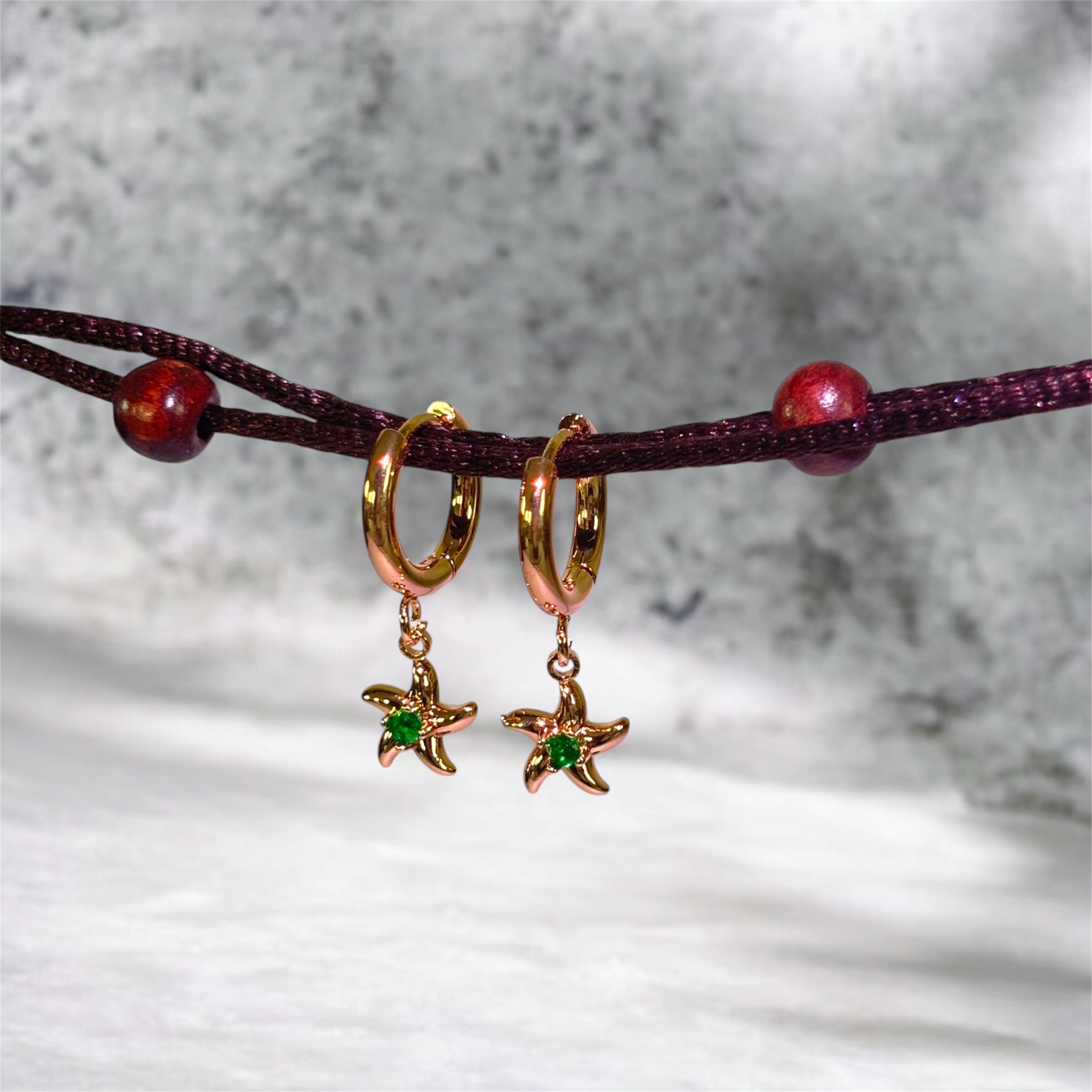Celestial Green Star Drop Earring