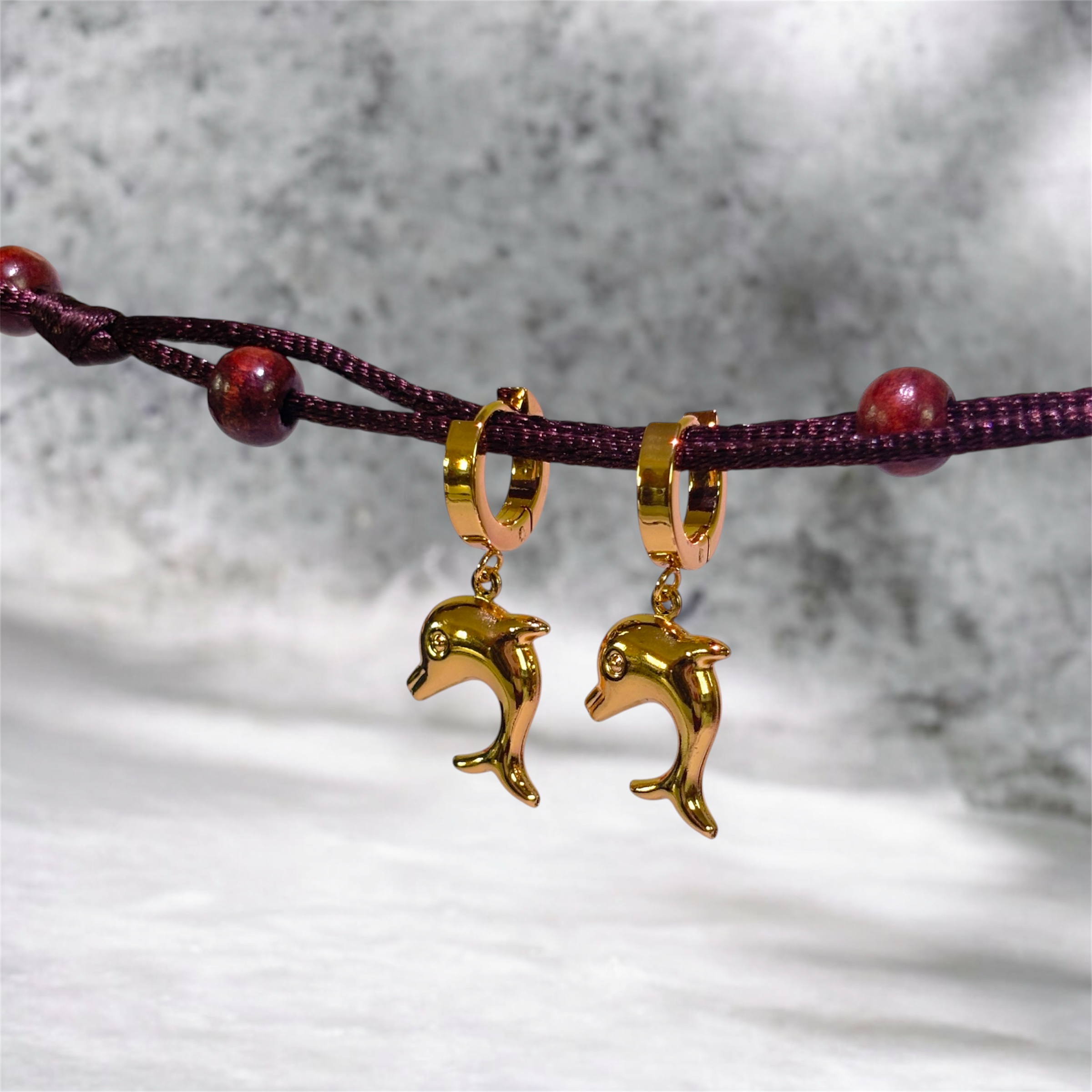 Golden Dolphin Drop Earring