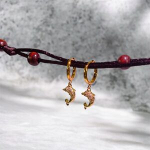 Crystal Studded Dolphin Drop Earring