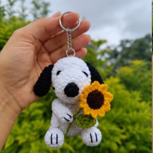 Snoopy with Sunflower Crochet Keychain