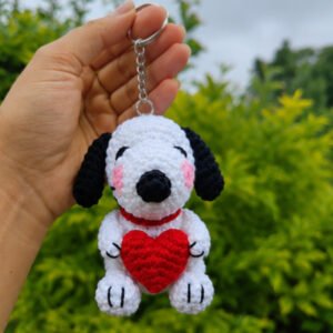 Snoopy Love Crochet Keychain